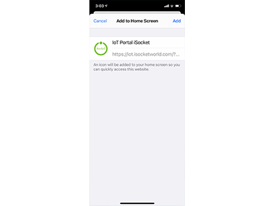 How to install Progressive Web App (PWA) for iSocket IoT Portal on iPhone - Step 3